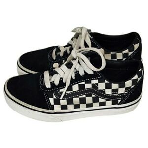 Vans Off The Wal Youth Black and White Checkered Old Skool Skate Lace Up Shoes